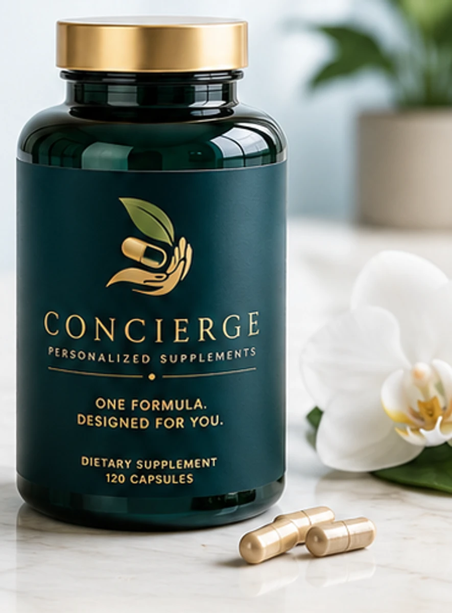 Concierge personalized supplement formula bottle